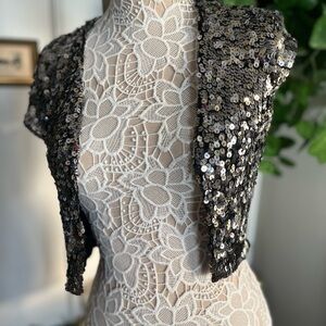 Sequin black and silver Embellished Vest L , never worn.